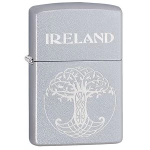 Image of Zippo Celtic Tree of Life Satin Chrome Windproof Lighter
