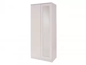 Image of GFW Ottawa White High Gloss 2 Door 1 Mirror Double Wardrobe Flat Packed