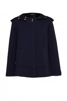 Image of French Connection Blakelock Jersey Hooded Jacket Blue