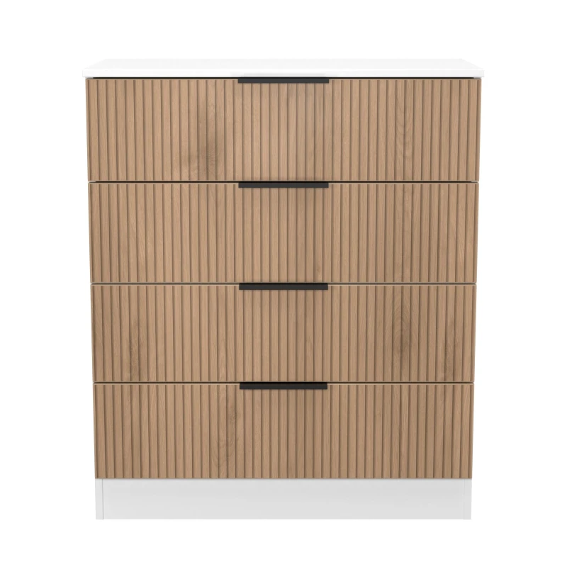 Image of Welcome Furniture Ltd Java 4 Drawer Chest in Slat Effect & White - Ready Assembled, White JAV011SEWM