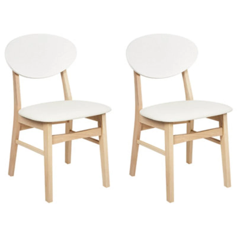 Image of Beliani Set Of 2 Dining Chairs Amery Wood Off-White