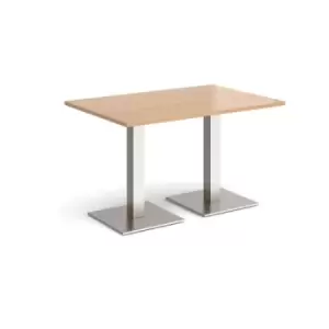 Image of Brescia rectangular dining table with flat square brushed steel bases 1200mm x 800mm - beech