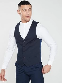 Image of River Island Edward Textured Waistcoat Navy Size 40 Men