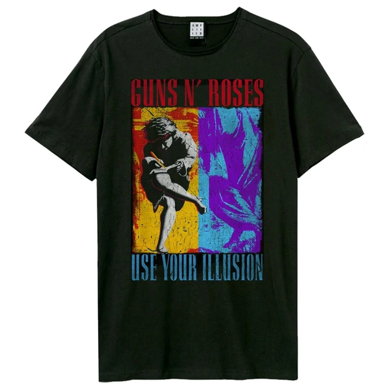 Image of Amplified Amplified Men Spliced Illusion Guns N Roses T-Shirt in Black Size: X-Small Black XS Male 5063852060474