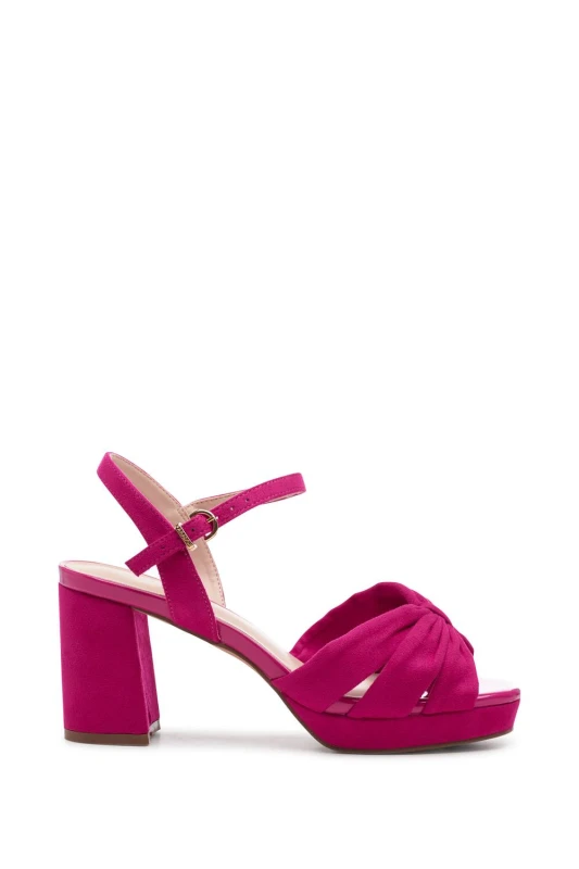 Image of Paradox London Womens Wide Fit 'Nerita' Platform Heeled Sandals in Fuchsia Size: 3E Fuchsia Female 3E