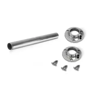 Image of Moderix Wardrobe Round Rail Chrome Hanging Rail Free End Supports & Screws - Len