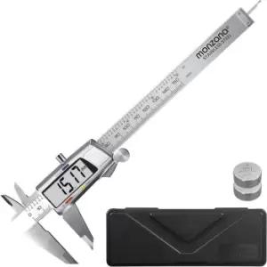 Image of Monzana - Digital Caliper Stainless Steel with LCD Display Industrial Workshop Precise Measuring Tool Gauge Storage Box Included 150 mm / 6“ 2x