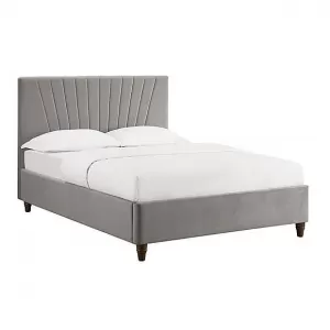 Image of Lexie Silver Velvet Bed Frame Silver