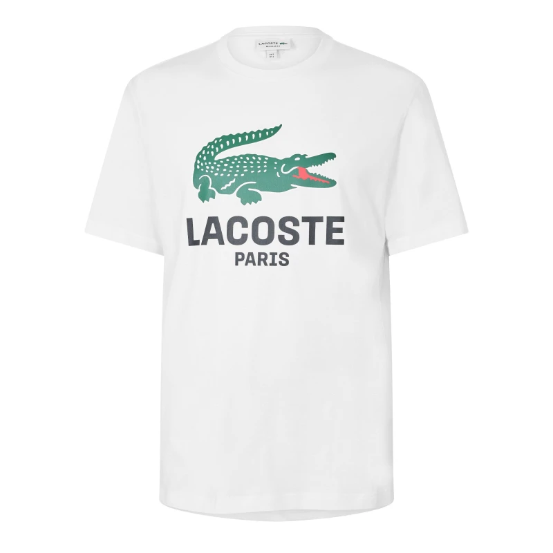 Image of Lacoste Lacoste Large Croc Logo T-Shirt White - Lacoste - Size: L43 White Male L43 LA13603