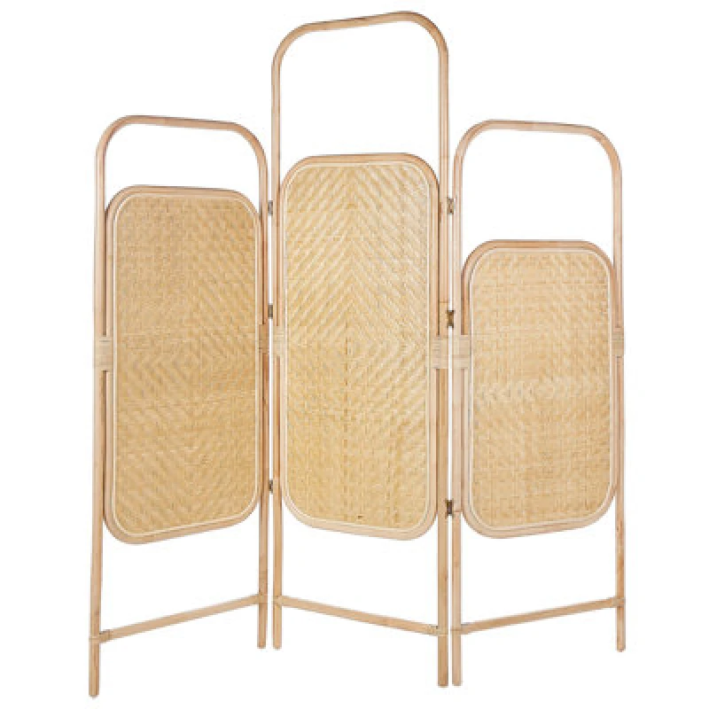 Image of Beliani 3 Panel Room Divider Carpi Natural 166cm 180 Cm