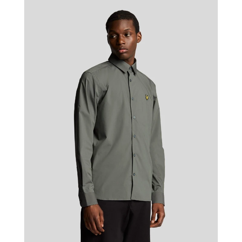 Image of Lyle and Scott Bamboo Long Sleeve Shirt Grey male XS