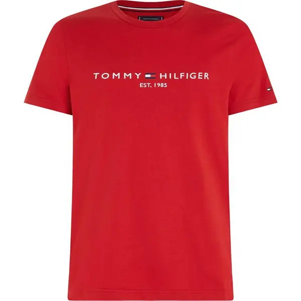 Image of Tommy Hilfiger Logo Crew Neck T Shirt - Red L