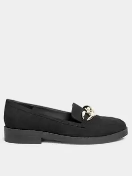 Image of Yours Extra Wide Fit Chain Detail Loafer Suedette Black, Size E, Women