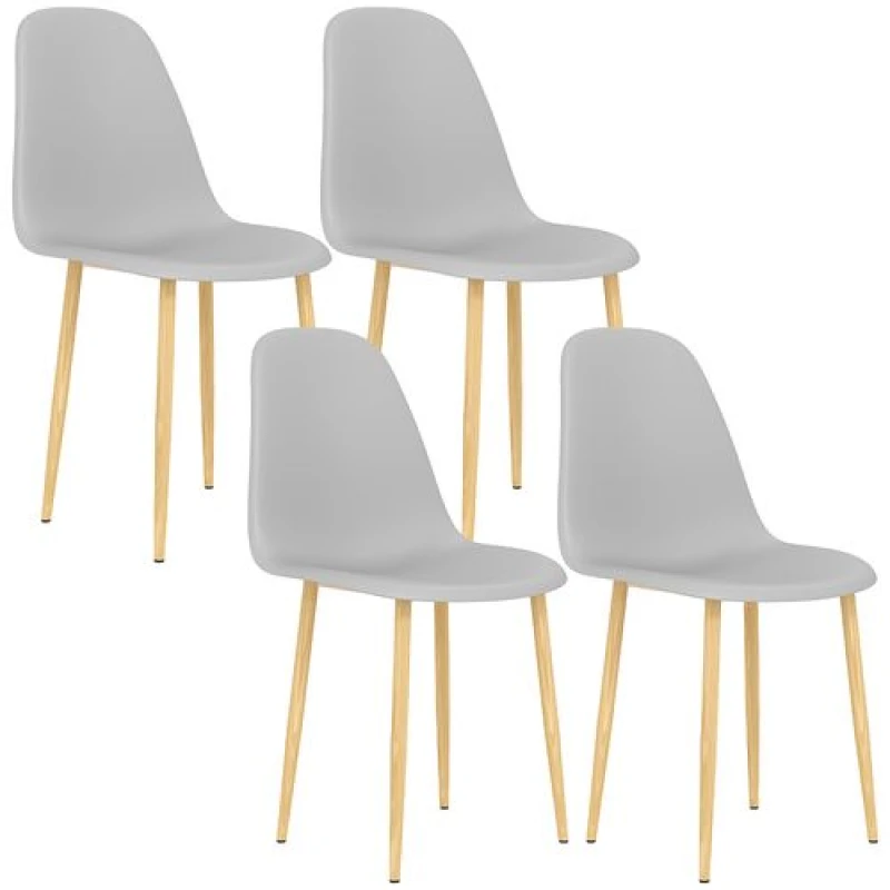Image of HOMCOM Dining Chairs Set of 4 w/ Curved Back, Steel Legs Grey