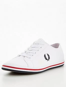 Image of Fred Perry Kingston Twill Plimsolls - White, Size 11, Men