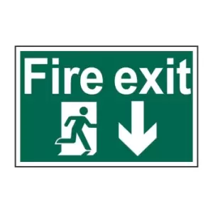 Image of Fire Exit Running Man Arrow Down - PVC (600 x 400mm)