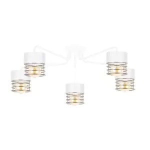 Image of Royal Multi Arm Semi Flush Ceiling Light White, Gold, 70cm, 5x E27