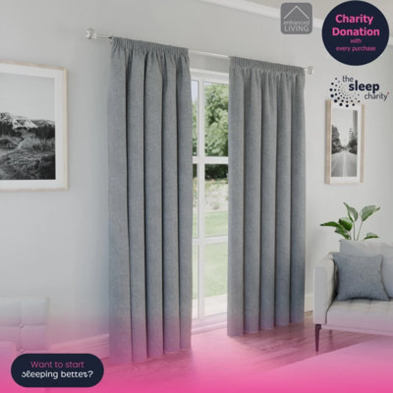 Image of Dallas Thermal Ready Made Pencil Pleat Blackout Curtains Grey