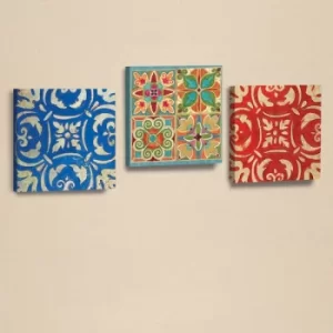 Image of AHM037 Blue Red Cream Orange Green Decorative PU Leather Painting (3 Pieces)