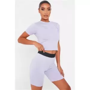 Image of I Saw It First Lilac Elasticated Waist Cycling Short - Purple