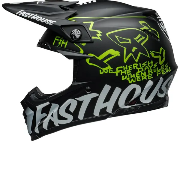 Image of Bell Moto-9S Flex Fasthouse MC Core Matte Black Yellow Offroad Helmet Size S
