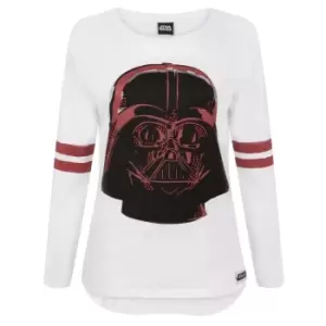 Image of Star Wars Womens/Ladies Darth Vader Long Sleeve Top (X-Large) (White)