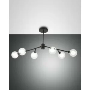 Image of Fabas Luce Dalila Multi Arm Semi Flush Ceiling light Black Glass, G9