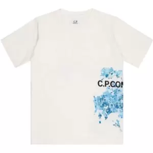 Image of CP COMPANY Boys Landscape Logo T-Shirt - White