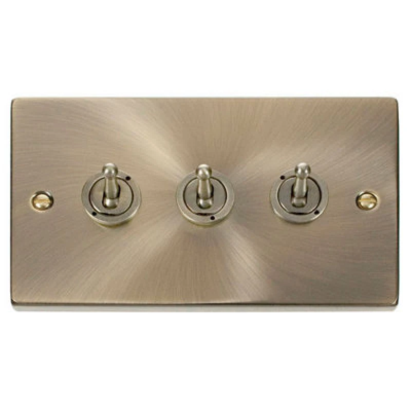 Image of SE Home Antique Brass 3 Gang 2 Way 10AX Toggle Light Switch Gold unisex