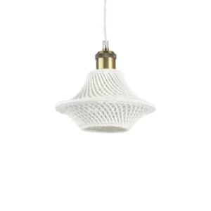 Image of Lugano 1 Light Dome Ceiling Pendant Light White