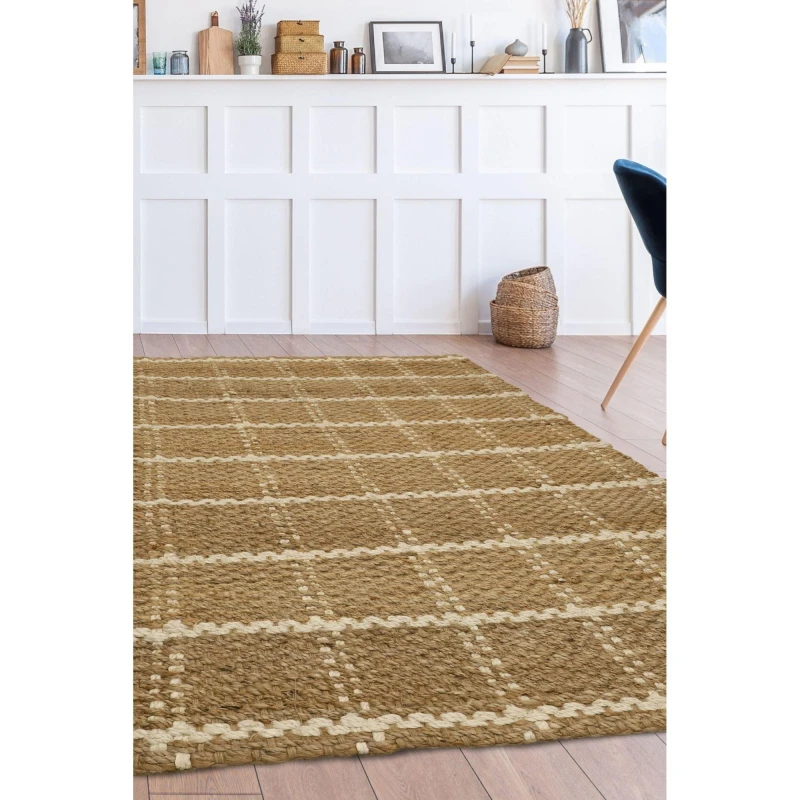 Image of Homemaker Jute Check Rug Natural unisex 100x150cm