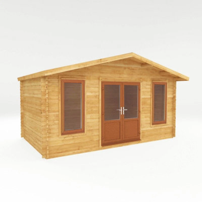 Image of Mercia 5 X 3 M Retreat Log Cabin With Oak Upvc Windows And Doors - 44mm - Timber - L342.8 X W513.5 X H287.6cm - Brown