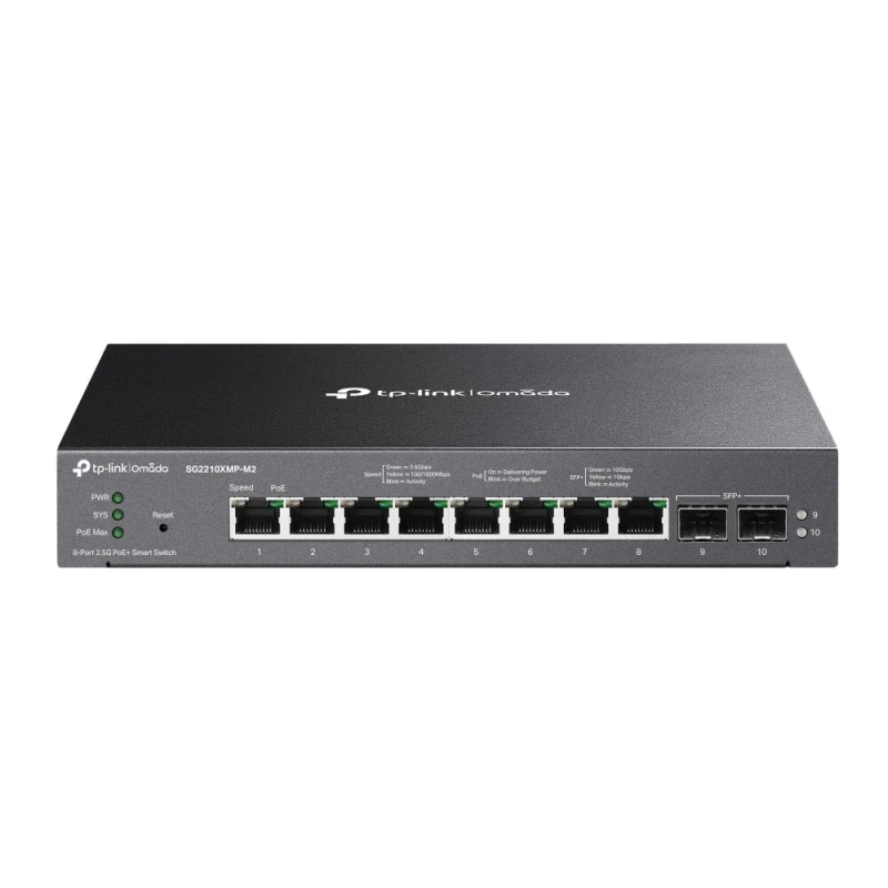 Image of TP Link Omada 8-Port 2.5GBASE-T and 2-Port 10GE SFP+ Smart Switch with 8-Port PoE+ SG2210XMP-M2