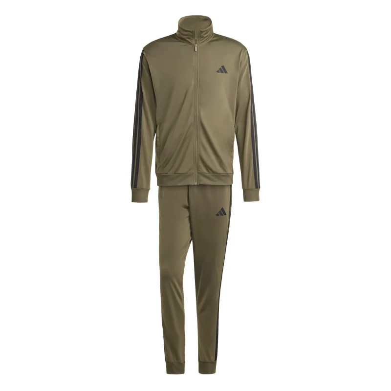 Image of adidas Basic 3 - Stripes Tricot Tracksuit - Green Green 2XL