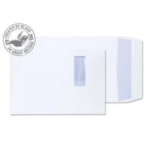 Image of Blake Purely Packaging B4 140gm2 Peel and Seal Window Pocket Envelopes White Pack of 125