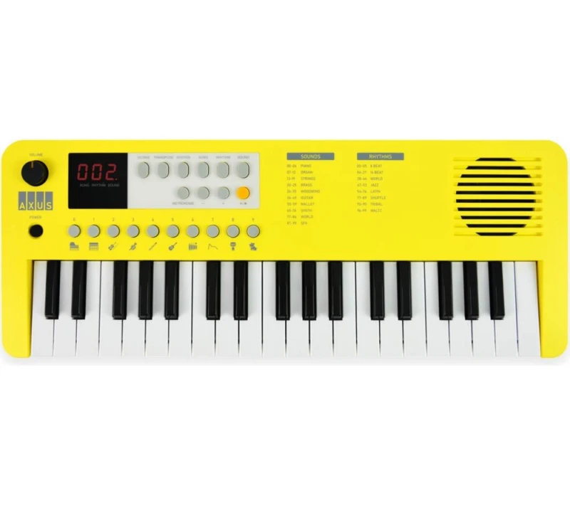 Image of AXUS AXMK37YE Electronic Keyboard - Yellow, Yellow 5060742472294