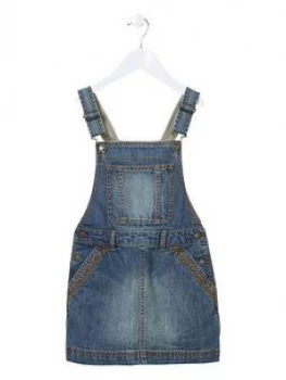 Image of Fat Face Girls Denim Pinafore Dress - Blue, Size 12-13 Years, Women
