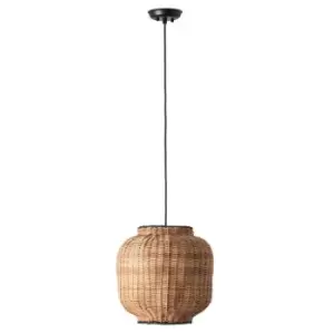 Image of Faro Lighting - Faro Tupai Black, Rattan Dome Pendant Lamp 2700K