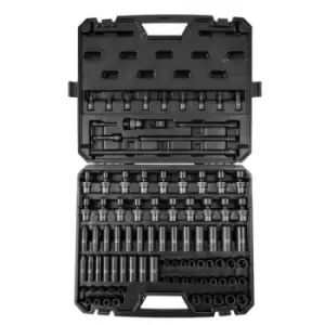 Image of VEVOR 3/8" Drive Impact Socket Set, 90 Piece Socket Set SAE 1/4"-3/4" and Metric 6-19mm, 6 Point Cr-Mo Alloy Steel for Auto Repair, Includes Extension
