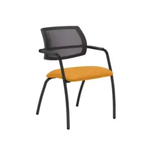 Image of Dams MTO Tuba Black 4 Leg Frame Conference Chair with Half Mesh Back - Costa Blu