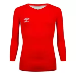 Image of Umbro V neck Long Sleeve Baselayer Top Mens - Red