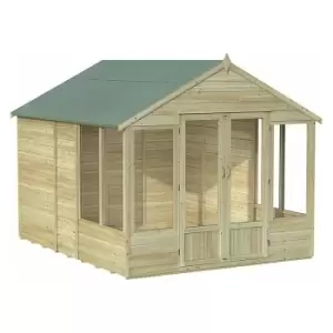 Image of 8' x 10' Forest Oakley Double Door Apex Summer House (2.61m x 3.01m) - Natural Timber