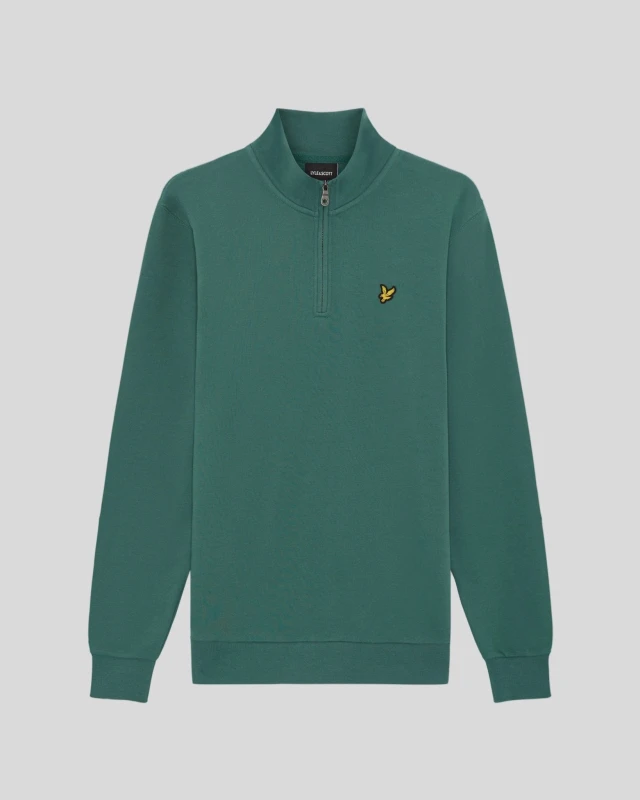 Image of Lyle & Scott Mens Cotton Loopback 1/4 Zip Sweatshirt in Green