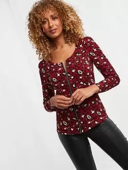 Image of Joe Browns Amazing Animal Zip Top -red, Red, Size 12, Women