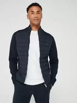 Image of BOSS Medesimo Zip Thru Cardigan, Dark Blue, Size S, Men