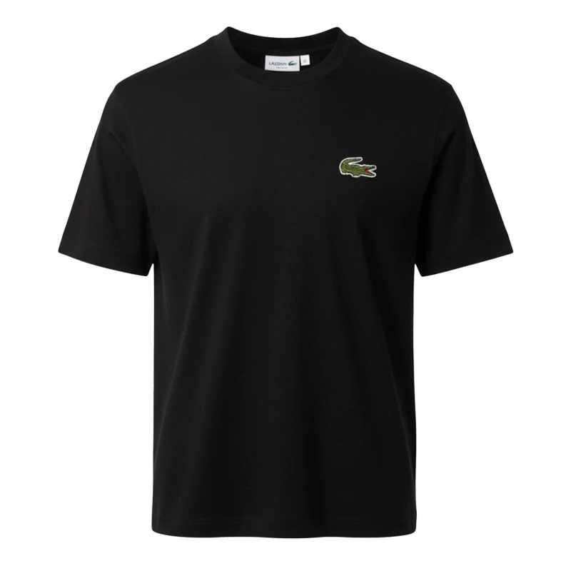 Image of Lacoste Loose-Fit Heavy Cotton Badge T-Shirt Black male 2XS