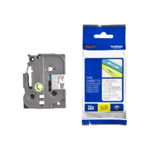 Image of Brother TZE-145 P-touch White on Clear Laminated Tape 18mm x 8m