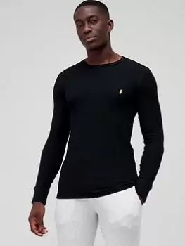 Image of Polo Ralph Lauren Waffle Long Sleeve Lounge Top - Black, Size S, Men