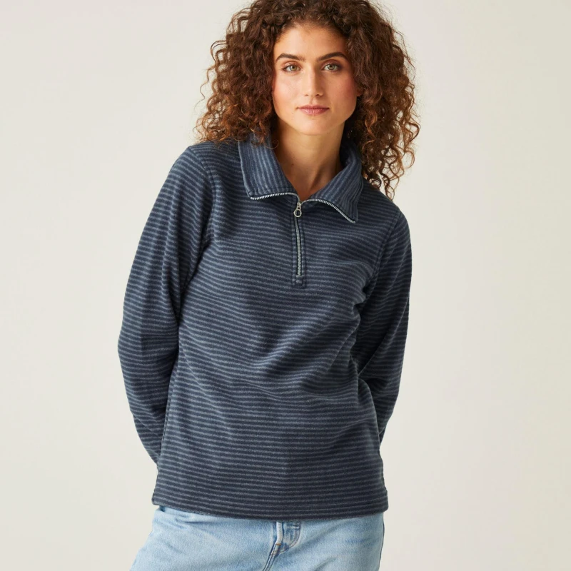 Image of Regatta Womens/Ladies Solenne 1/4 Zip Symmetry Fleece Casual Jacket 8 - Bust 32' (81cm) Navy/Silver RWA324-4Q6-8