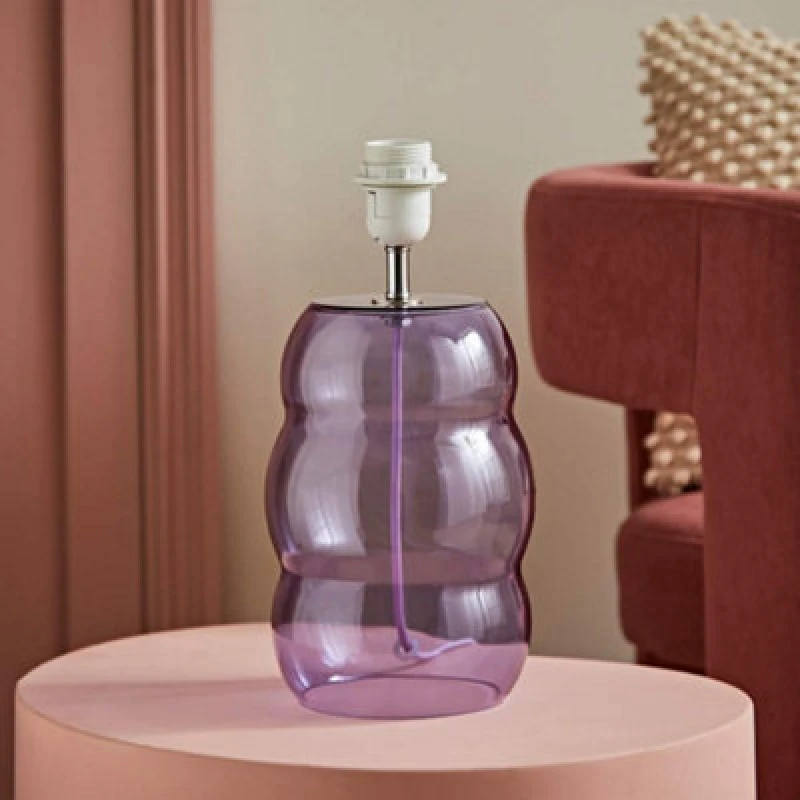 Image of ValueLights ValueLights Lolly Lilac Glass Bubble Table Lamp Base Lilac One Size Unisex 5016529274803